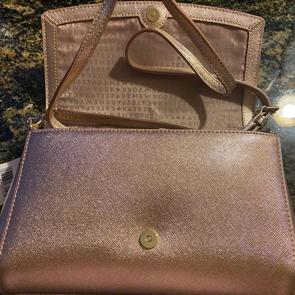 NWT Kate Spade ♠️ Greer Crossbody Rose Gold Saffiano Leather - Picture 7 of 13